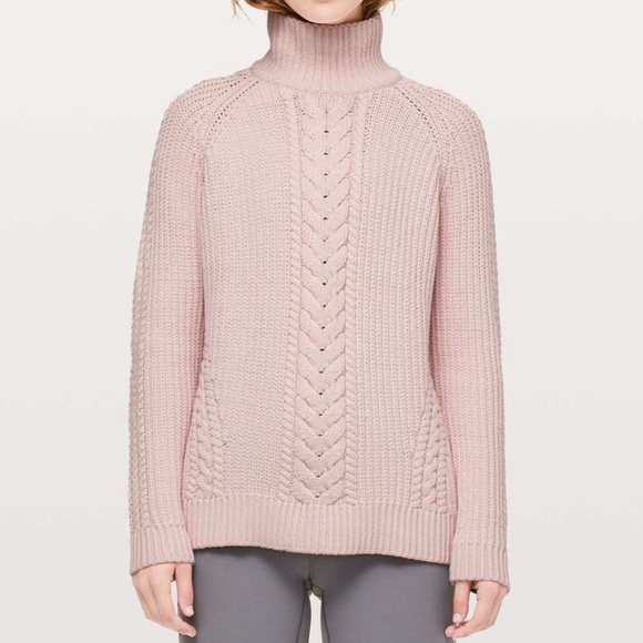 Lululemon Bring The Cozy Turtleneck In Soft Misty Pink Knit Pullover Sweater - Picture 1 of 7
